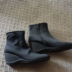 Black Wedge Heel Ankle Boots